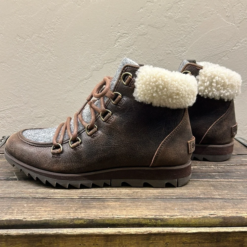 Sorel Harlow Lace Cozy Lined Brown and Gray Size 6 Boots